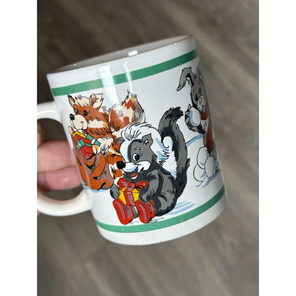 Vintage McCrorys Stores Chrismas Woodland Animal Winter Coffee Cup Mug
